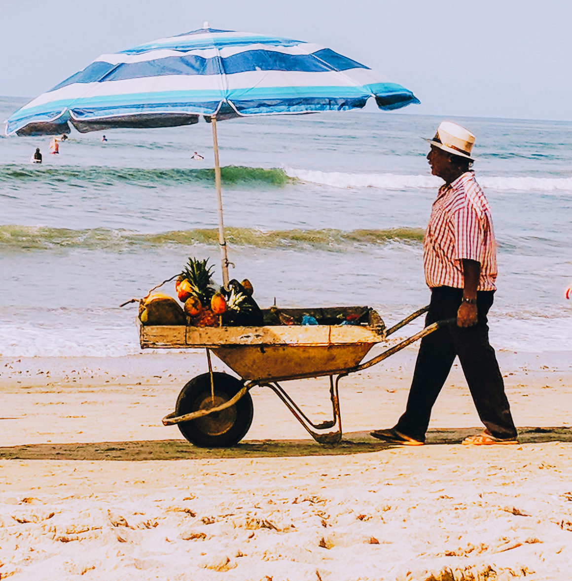 Fruit vendor on the beach in Sayulita