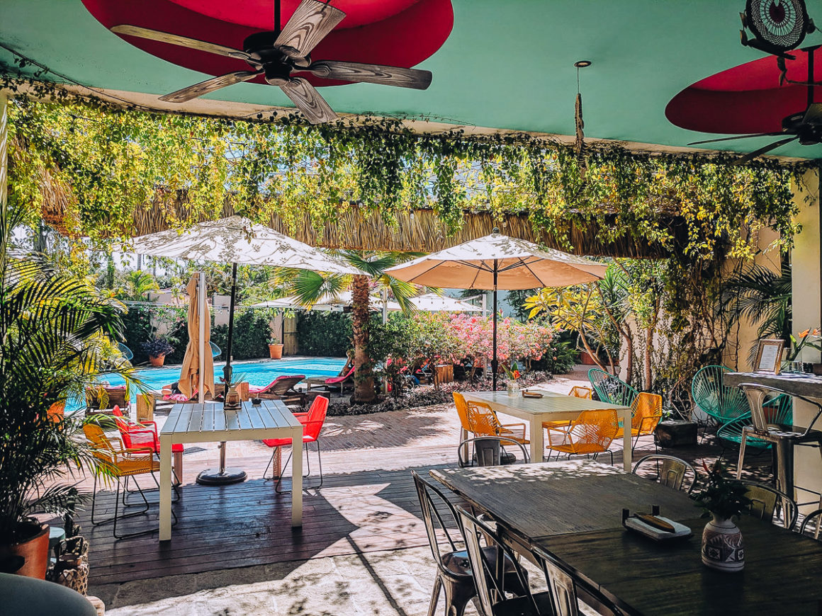 The pool and bar area of Hotel San Tropico