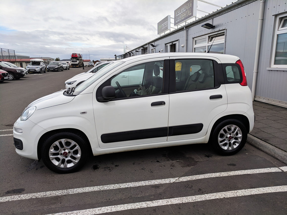 a white Fiat I rented in Iceland
