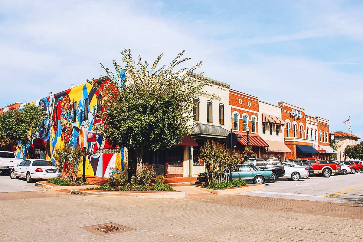 downtown view of Bentonville, Arkansas