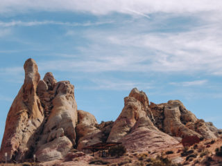 White domes and a picnic area in Valley of Fire state park near Las Vegas