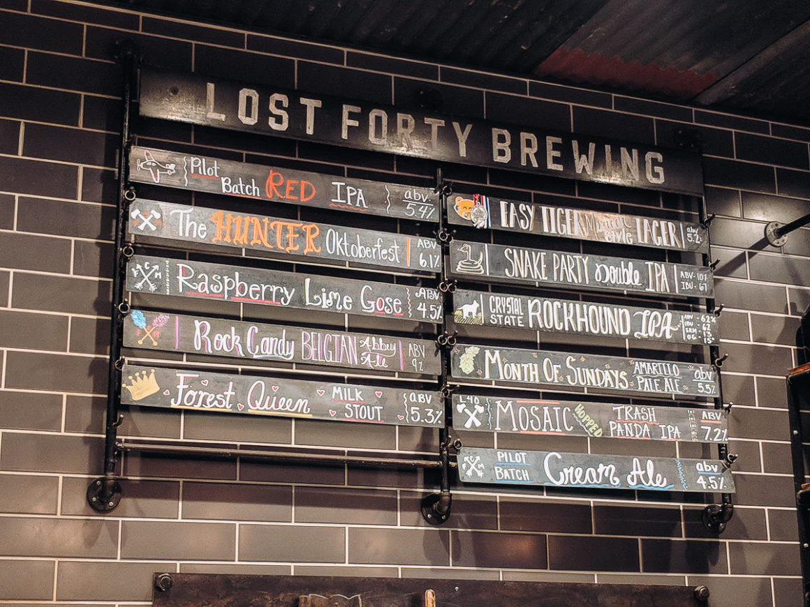 The beer on tap at Lost Forty Brewing Little Rock
