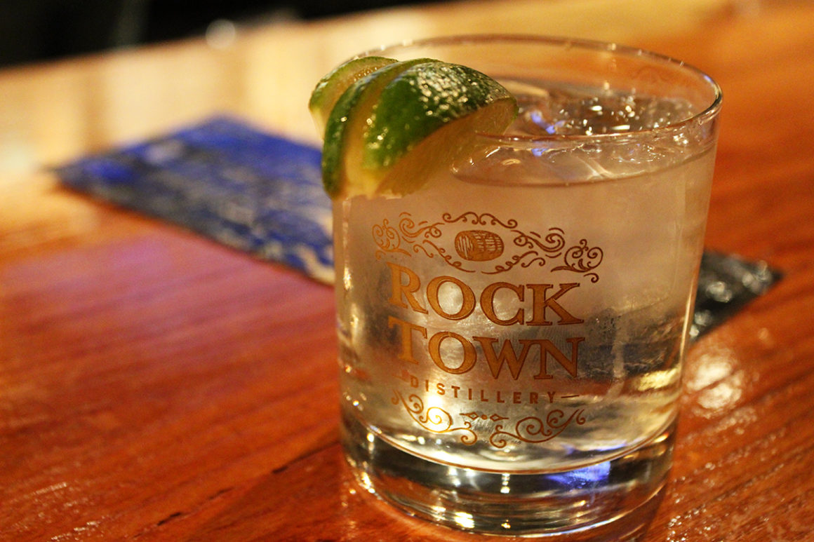 a gin and tonic at Rock Town Distillery