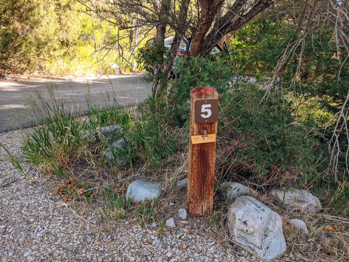 campground post that identifies the camp site in Great Basin National Park