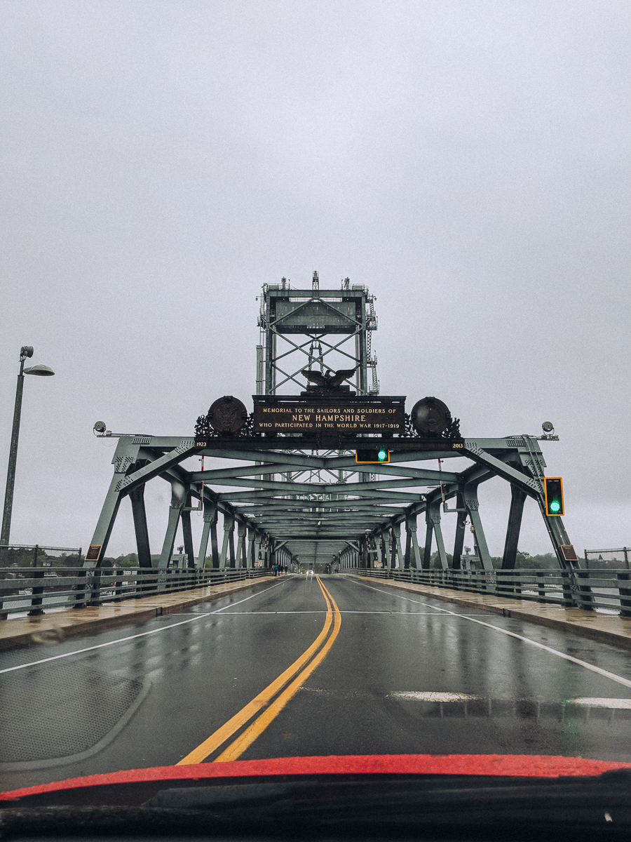 The bridge over the Piscataqua River crossing into New Hampshire on a Boston to Bar Harbor road trip