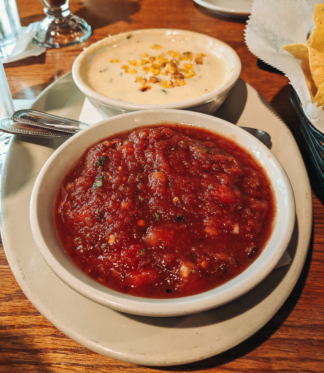cheese dip and salsa at Red Door - one of the best places to eat in Little Rock