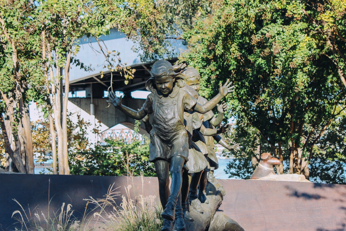 Sculptures along the Arkansas River in the Vogel Schwartz Sculpture park Little Rock