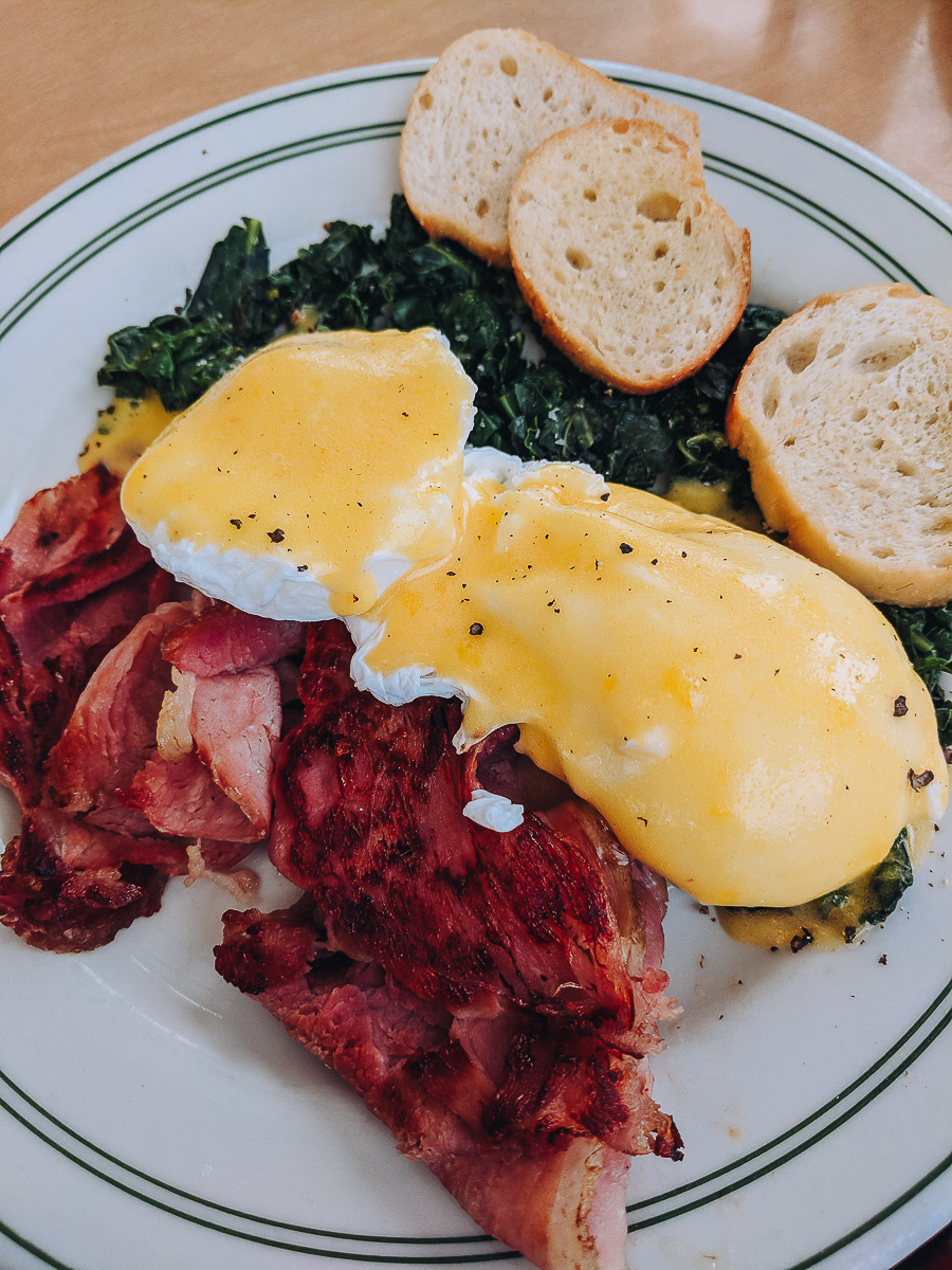 The Root Cafe's version of eggs benedict with collard greens