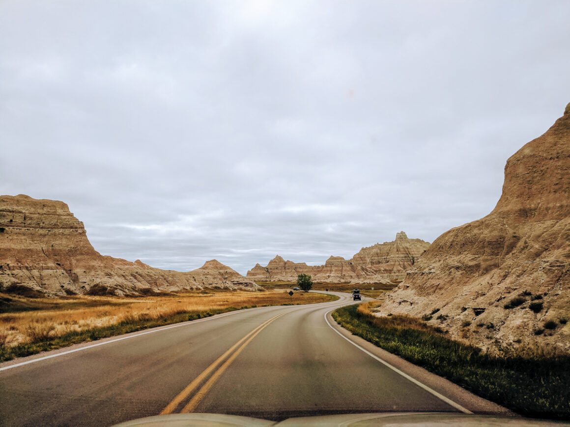 A road through Badlands National Park one of the best national parks to visit when you are short on time