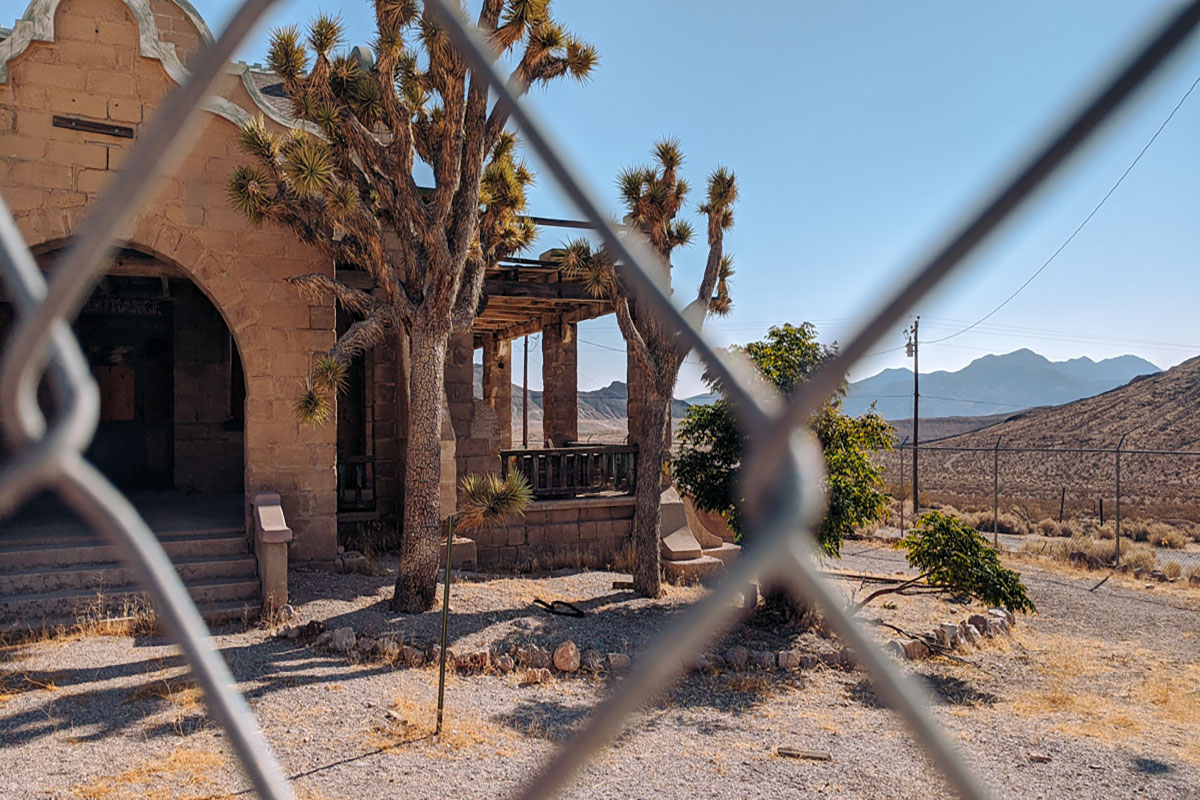 The remains of the train station buildings at Ryolite ghost town Nevada