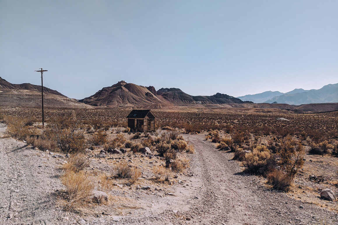 view of Rhyolite ghost town near Beatty Nevada