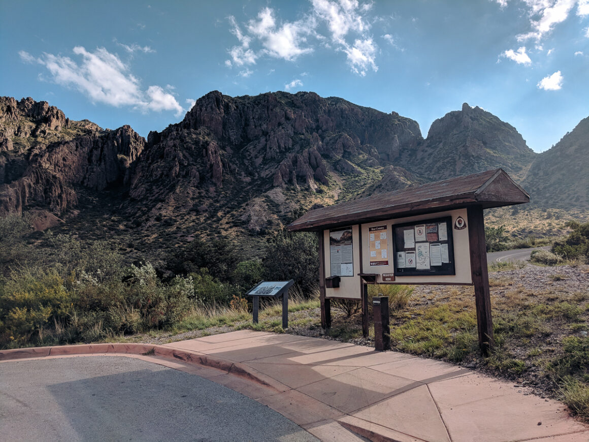 the entrance to the Chisos Basin Campground in Big Bend National Park