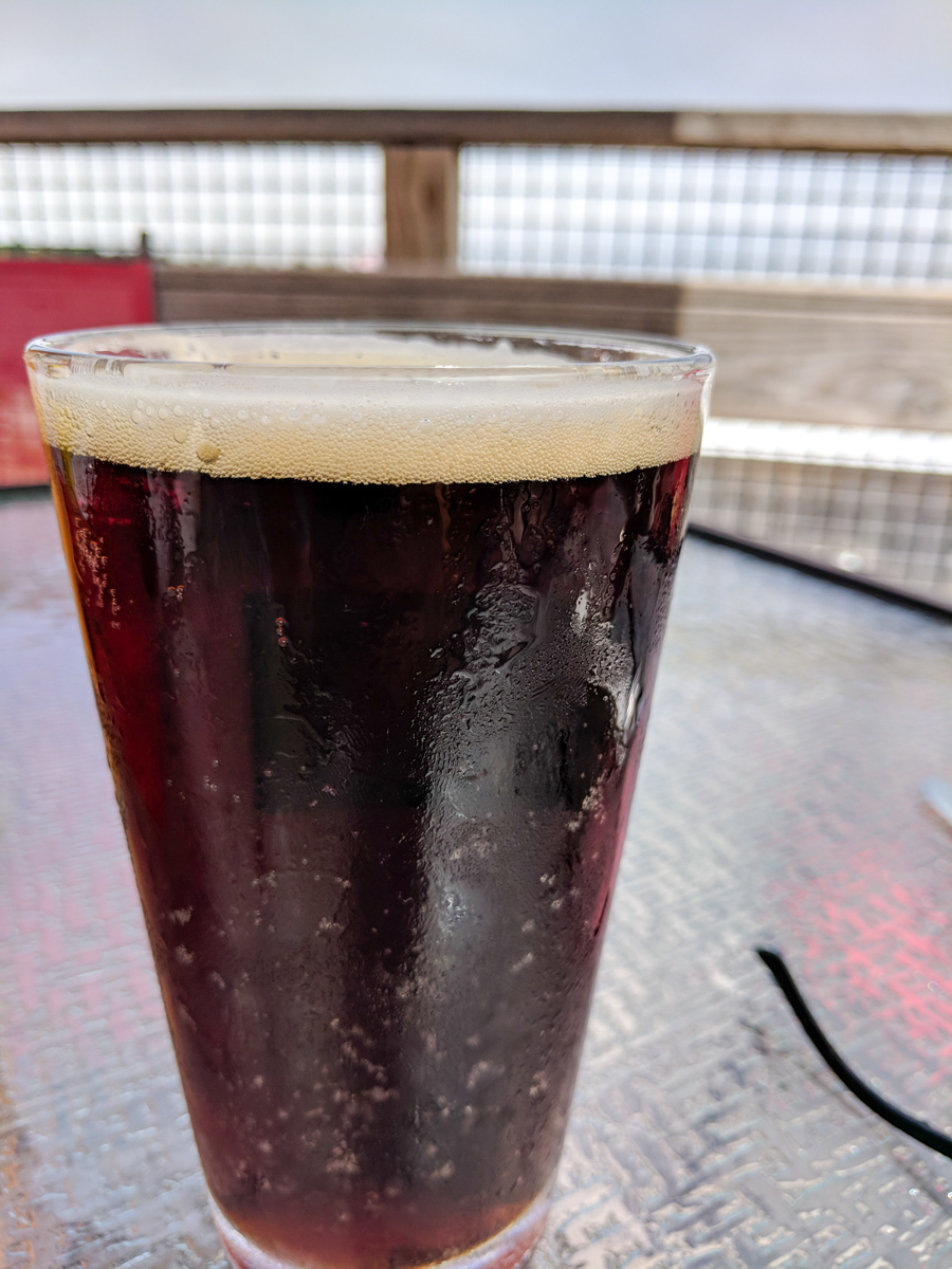 a stout beer at a restaurant near Acadia National Park