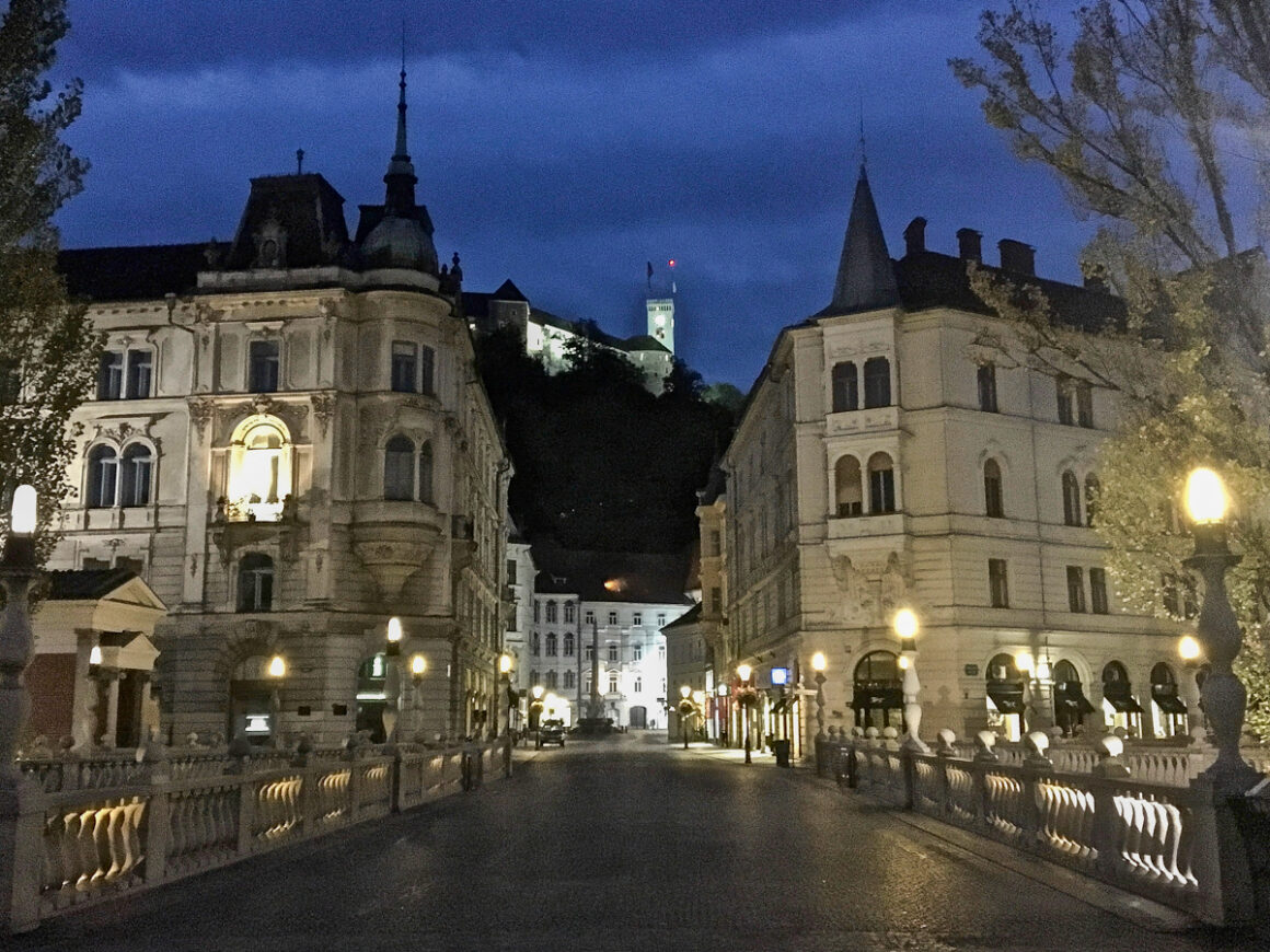 building in Ljubjana, Slovenia in early morning one of the perfect European cities for solo female travelers