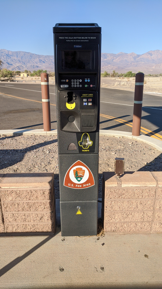 credit card machine used for camping in Death Valley National Park
