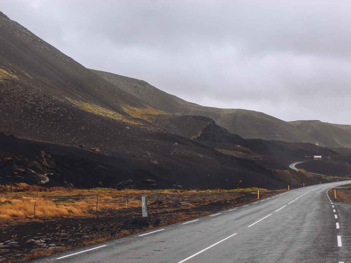 road near near Kleifarvatn lon the Reykjanes Peninsula Iceland