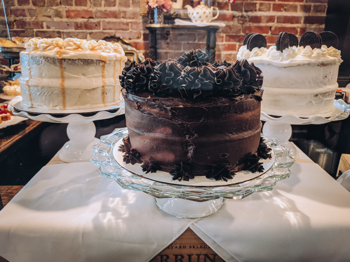 a trio of cakes at French Pressed Home & Bakery in Union Springs, AL