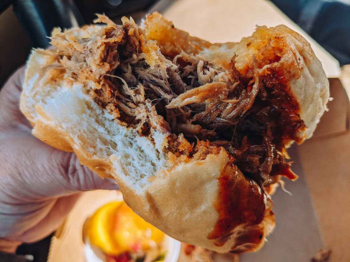 pulled pork on a bun from Salt + Smoke in St Louis, MO
