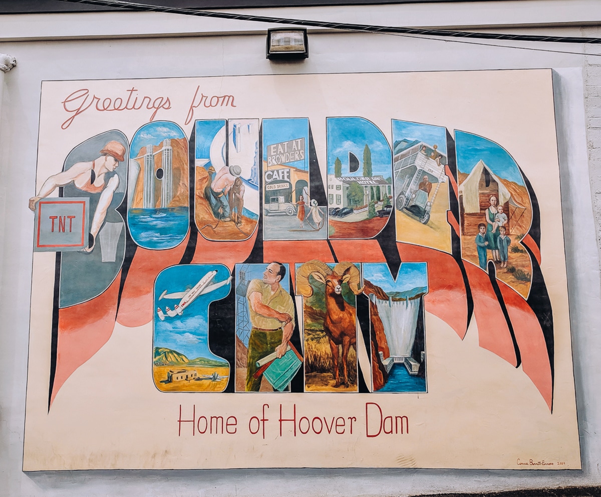 mural that says Boulder City in Boulder City, Nevada