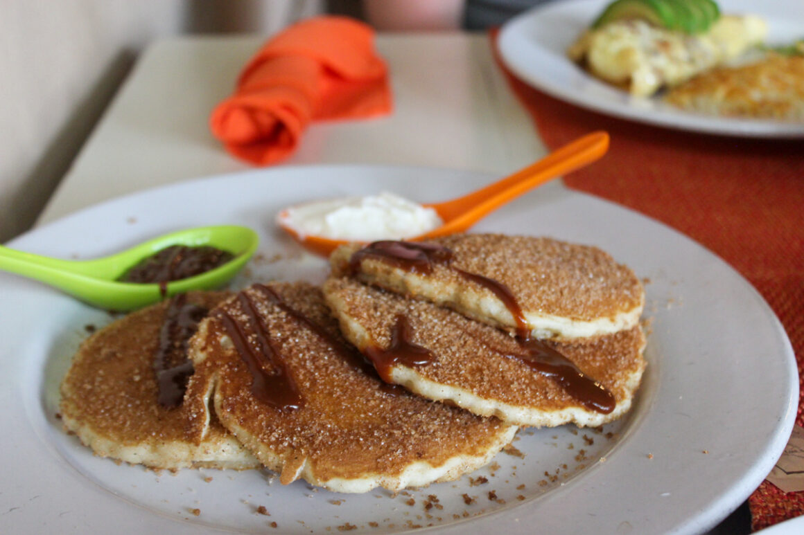 a plate of pancakes at Coco's Kitchen in Puerto Vallarta