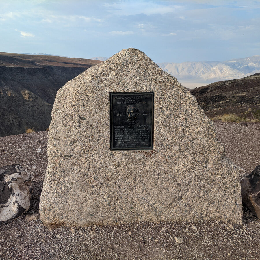 a plaque dedicated to Father Crowley one of the best things to do in Death Valley National Park