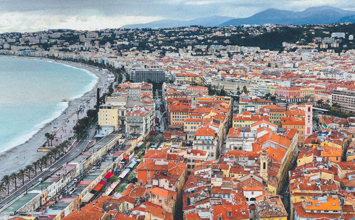 the red roofed houses in Nice, France