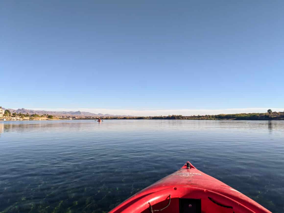 Kayaking on the Colorado River near Laughlin, Nevada one of the best day trips from Las Vegas