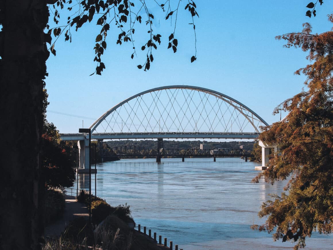 One of the many bridges across the Arkansas River in Little Rock