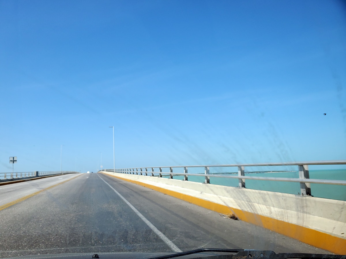 The highway along the coast in Campeche, Mexico