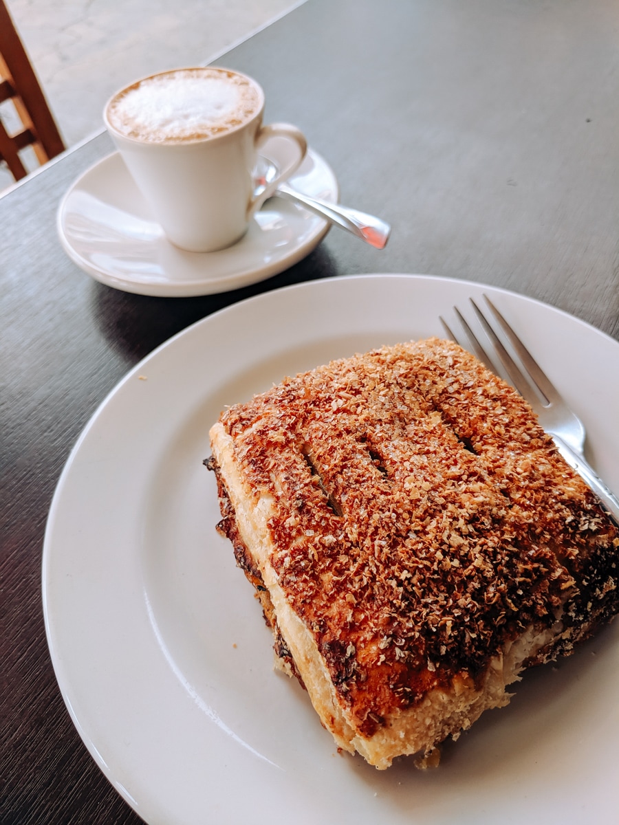 coffee and an apple pastry at a cafe in Tepic, Nayarit