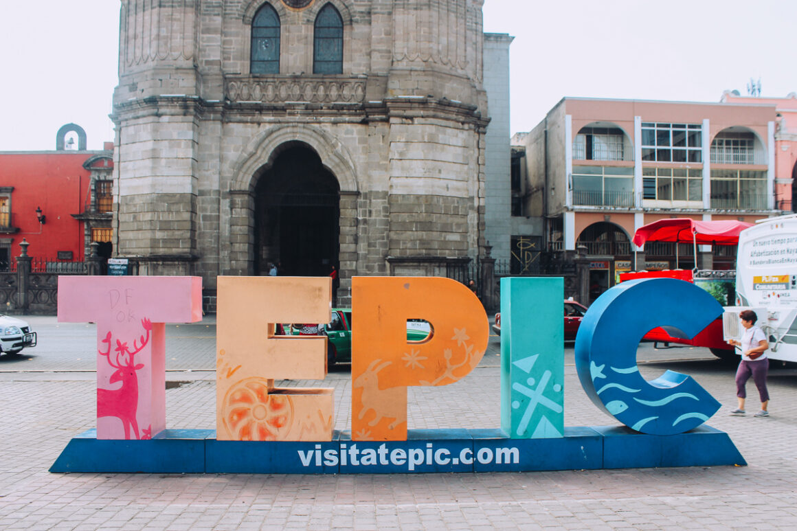 The Tepic letters in front of the Cathedral in Tepic, Nayarit
