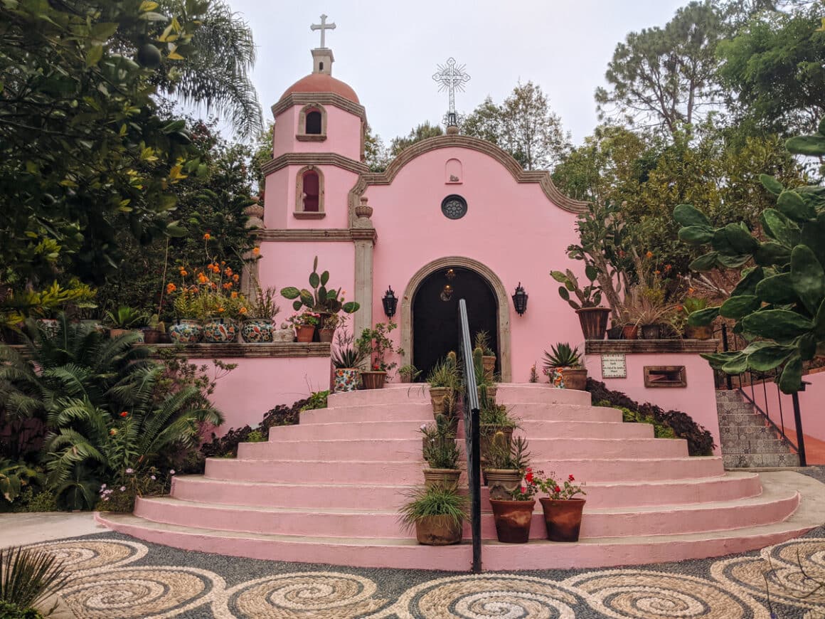 The pink chapel at Vallarta Botanical Gardens