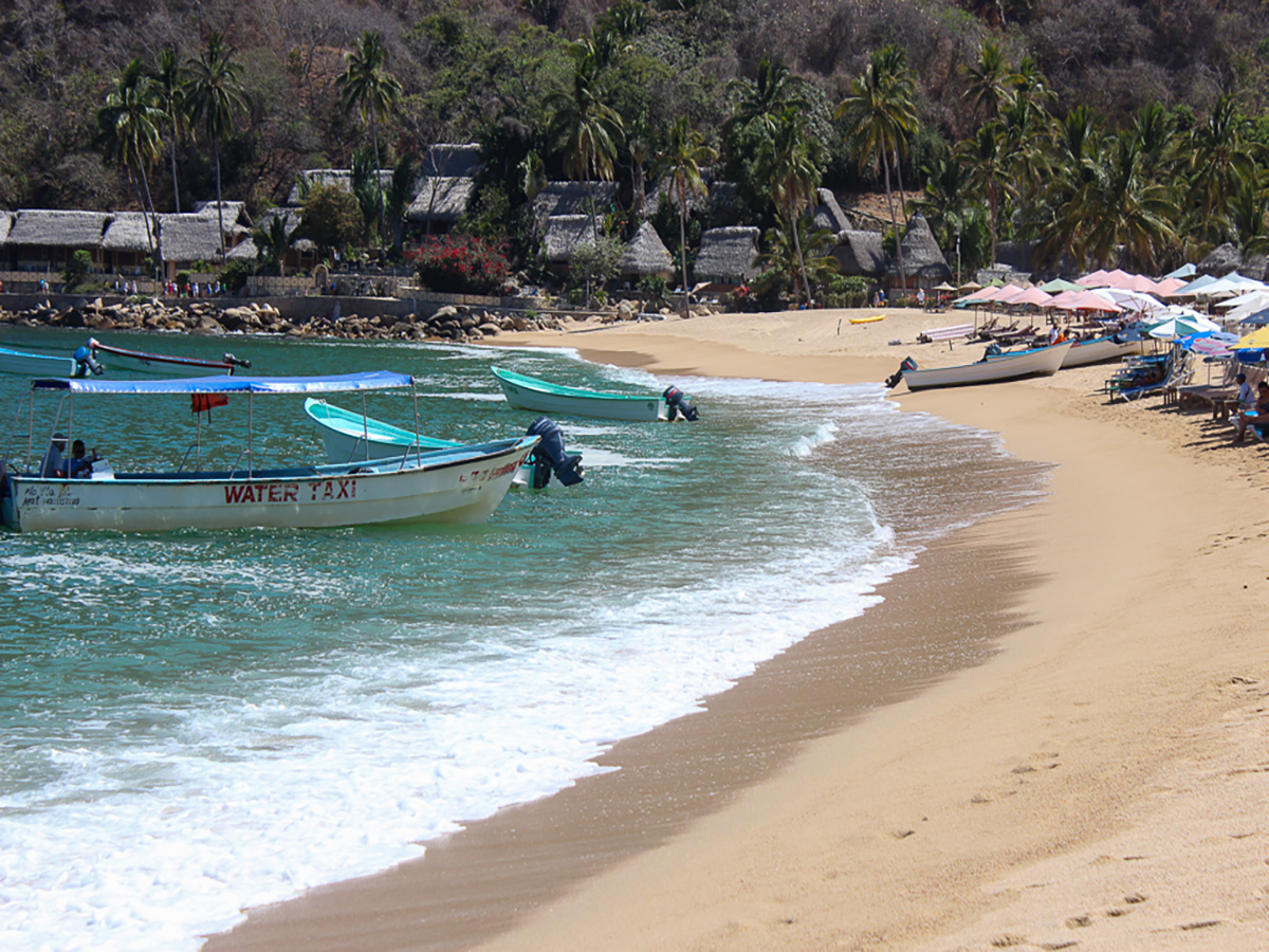A water taxi on the beach in Mismaloya near Puerto Vallarta