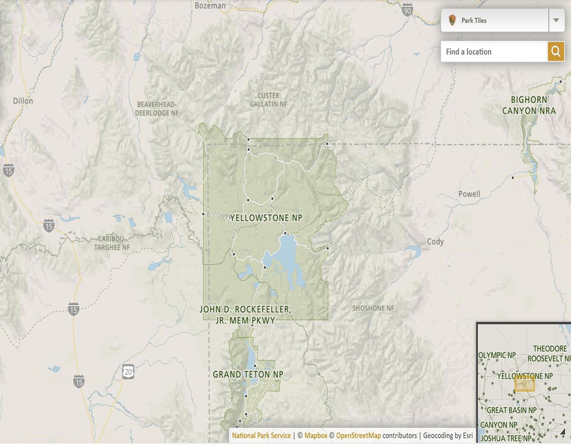 a map of Yellowstone National Park