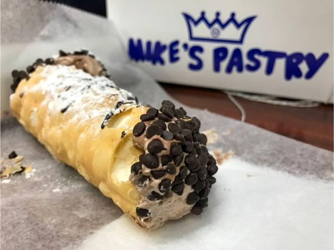 a cannoli at Mike's Pastry in Boston, MA