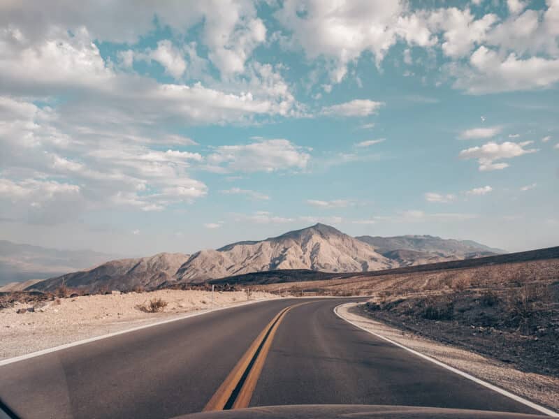 an isolated road in Death Valley National Park
