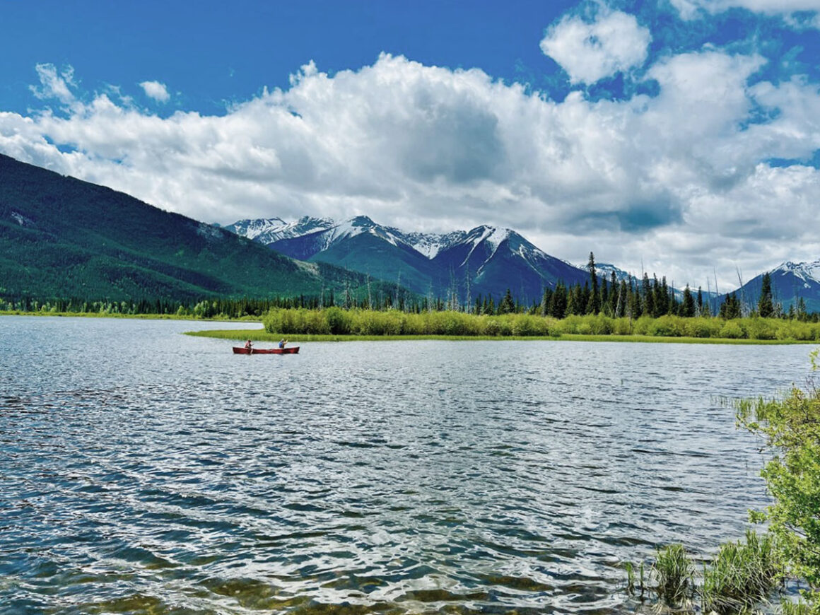 a canoe on a lake in Banff National Park