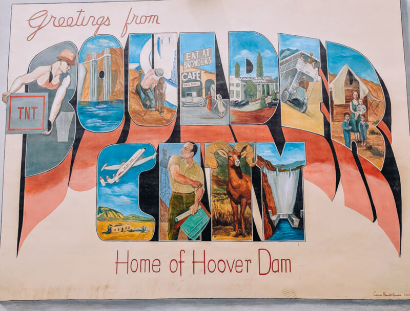 mural that says Boulder City in Boulder City, Nevada