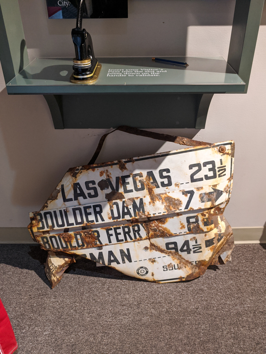 old road sign from the construction of the Boulder Dam