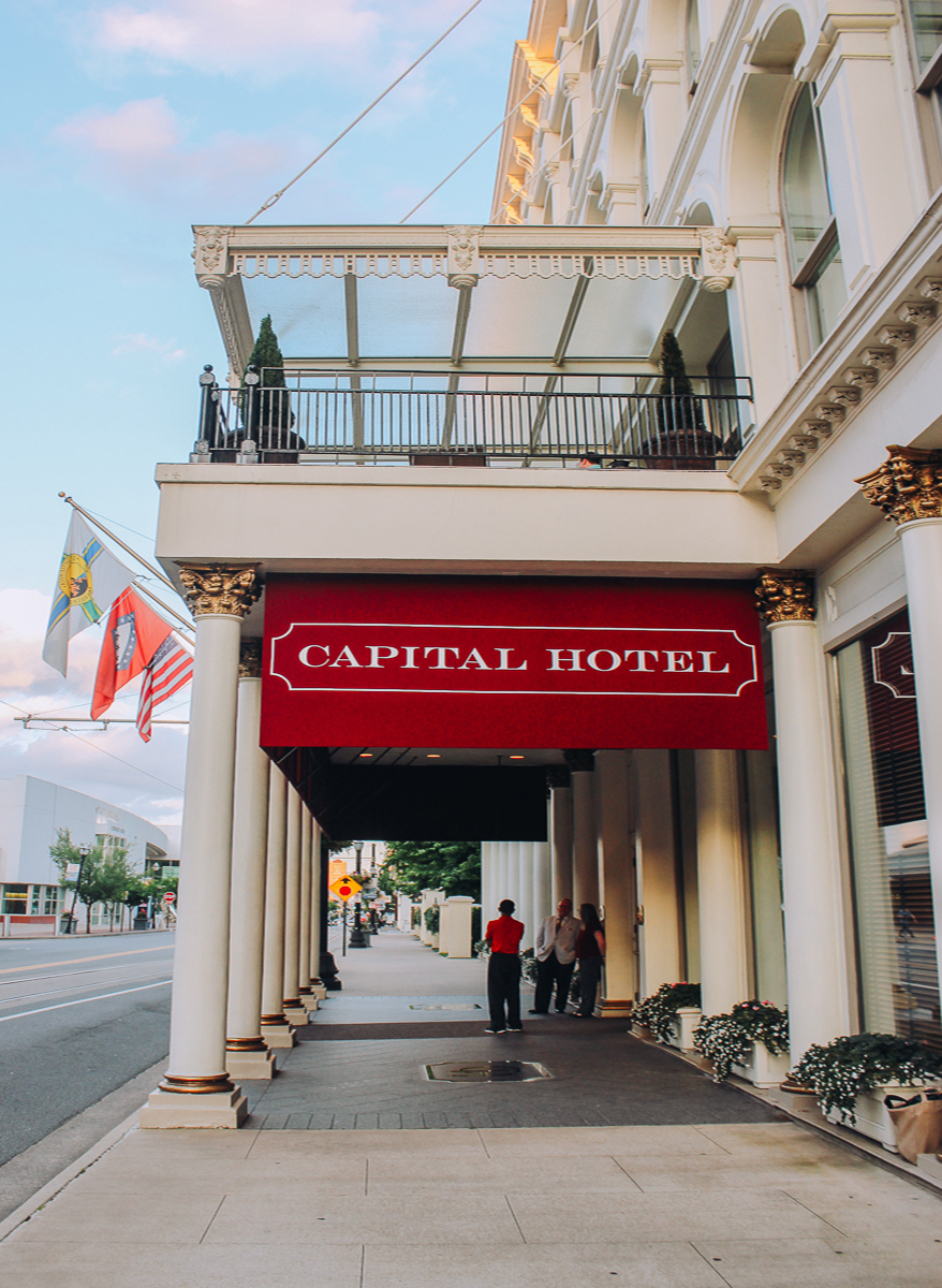 The entrance of the Capital Hotel in Little Rock
