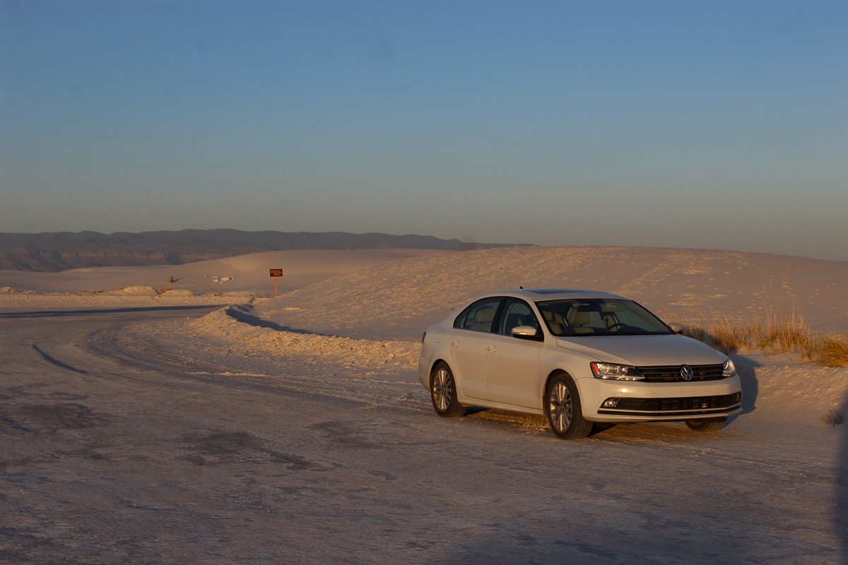 a car parked in White Sands National Park