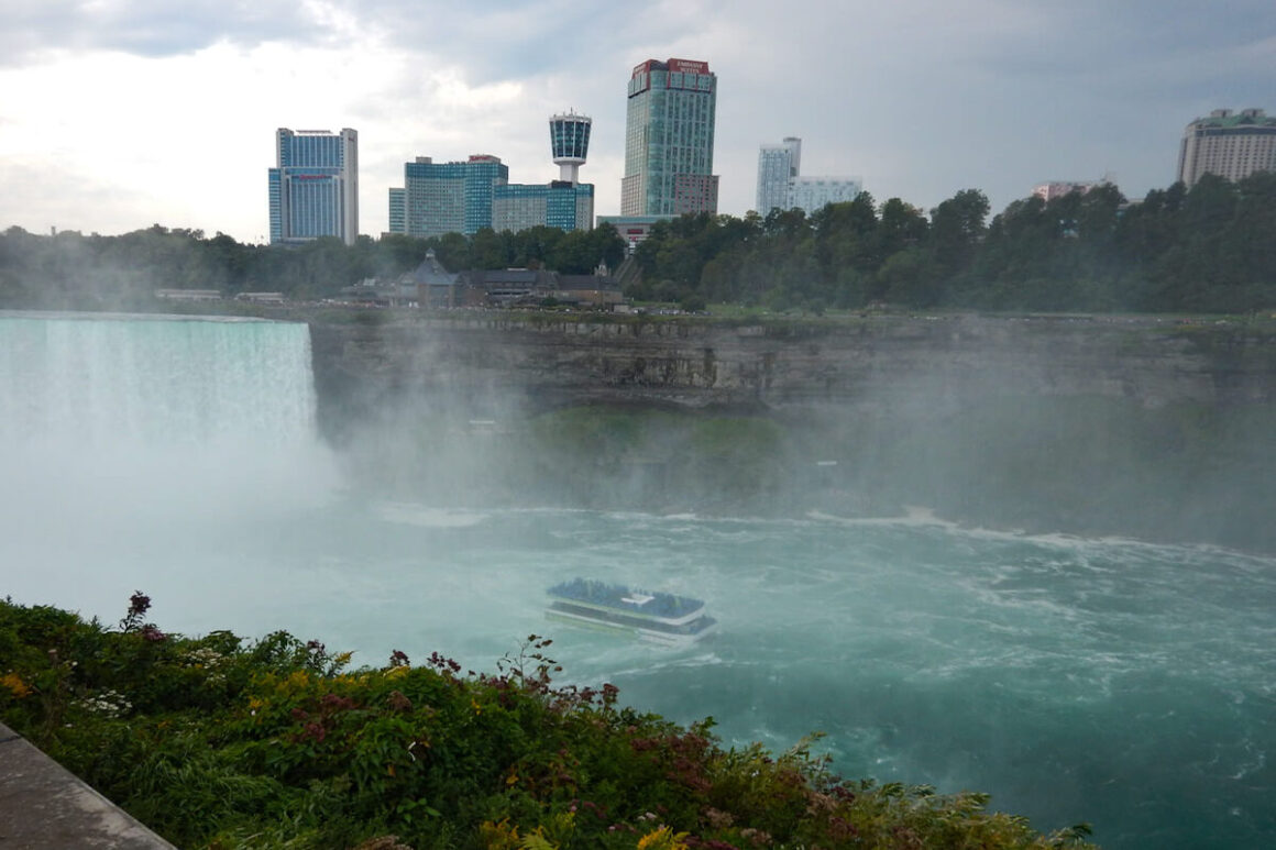 the Canadian side of Niagara Falls with the falls and mist