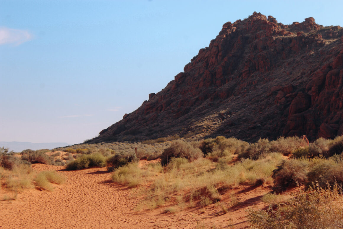 The bright red sand dunes at Snow Canyon State Park in Utah