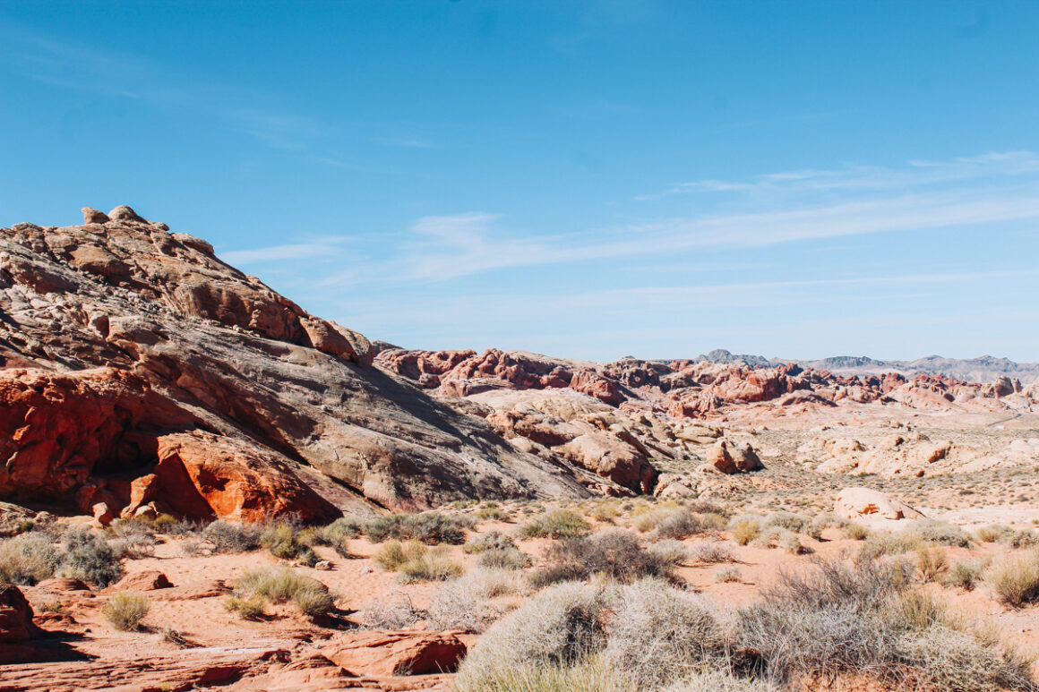 the bright red and pink colored rocks at Valley of Fire State Park near Las Vegas