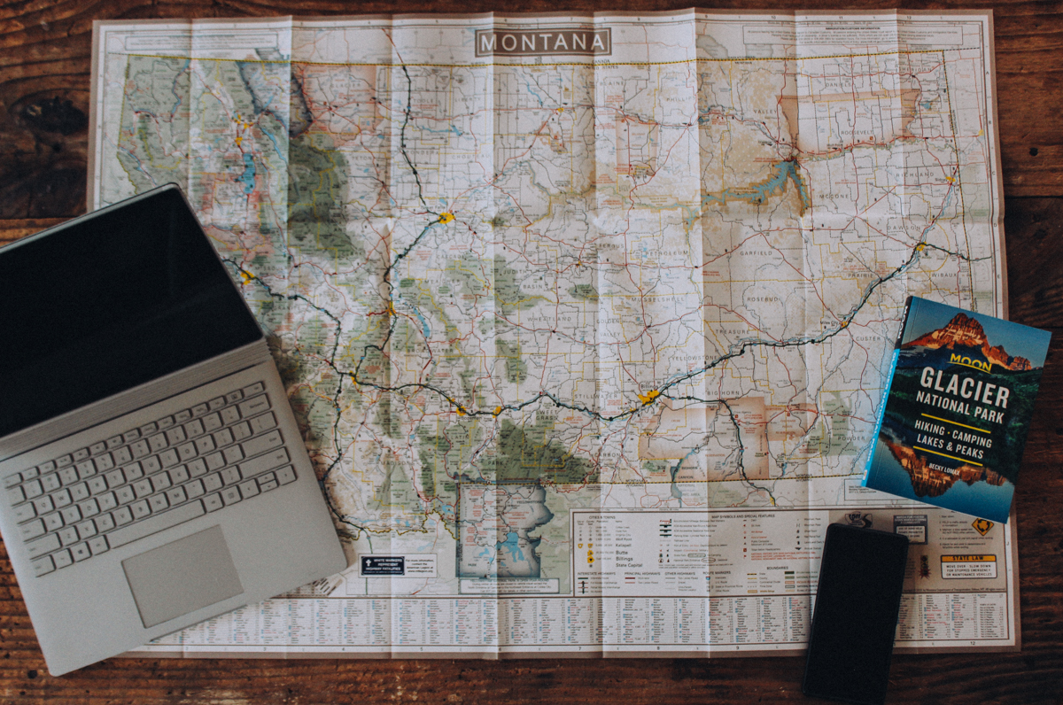 Using a map of Montana how to plan a road trip