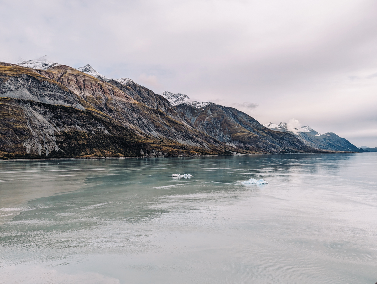 water and mountains in Glacier Bay National Park, Alaska
