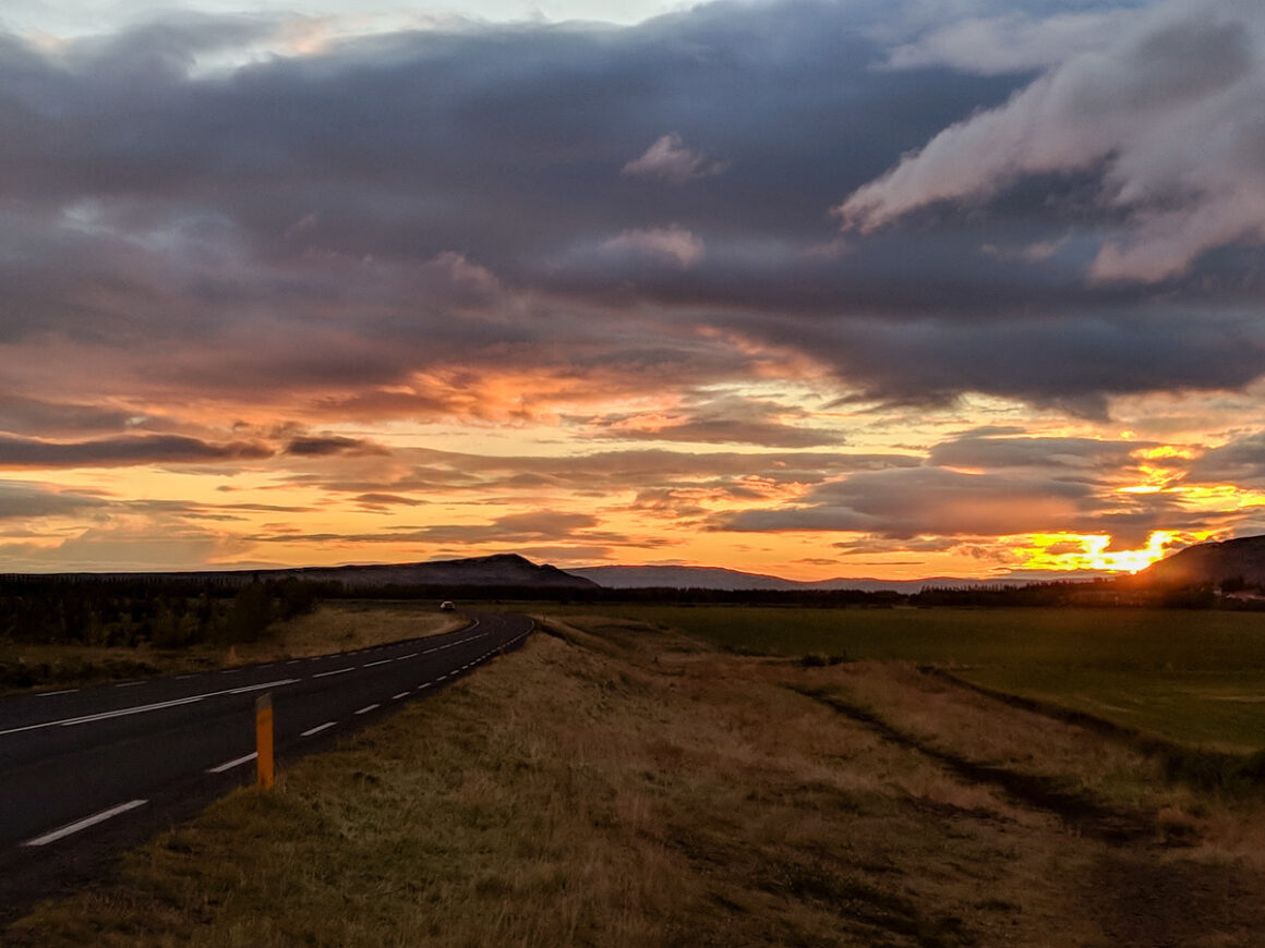 Clouds and oranges in a sunset in Iceland